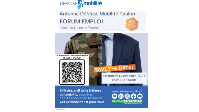 Evénements Défense Mobilité pour militaires, civils de la Défense et conjoints : Paris, Toulon, Brest